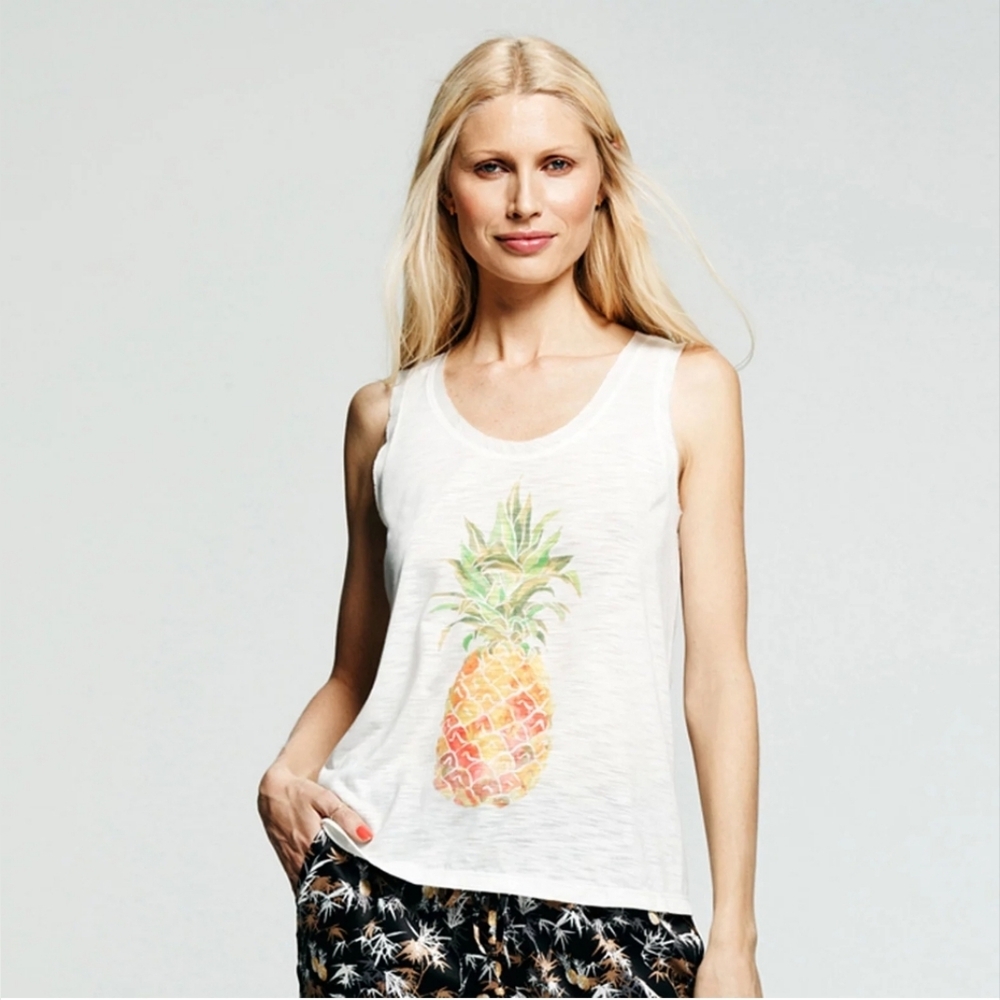Peter Som for Design Nation Pineapple Print Beachy Vacation Tank Top sz XL
